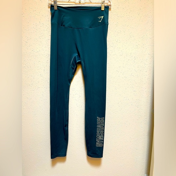 Gymshark Vital Seamless High Waist Leggings Teal Green Logo‎ Size L - Picture 2 of 6